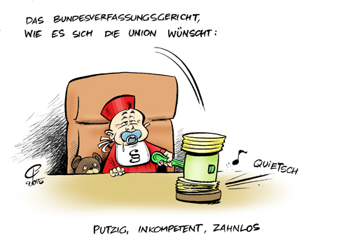 Paolo Calleri Karikaturist Freier Grafiker Illustrator Politische Karikatur Zahnlos Deutschland Karlsruhe Innenpolitik Politik Bundestag Parlament Justiz Richter Bundesverfassungsrichter Bundesverfassungsgericht Entscheidungen